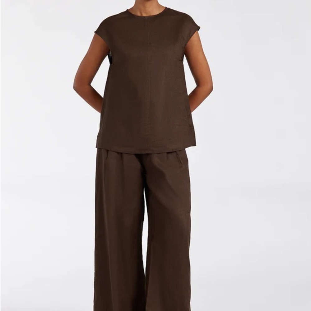 DISSH SANDY BITTER CHOC LINEN SHELL
